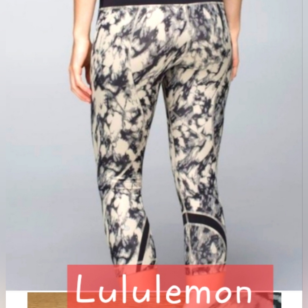 Lululemon run Inspire crop II mesh marble leggings sz 6